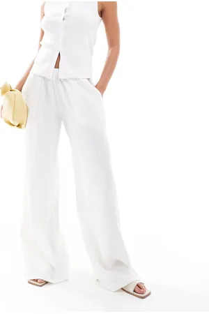 Bershka Crinkle wide leg trousers in