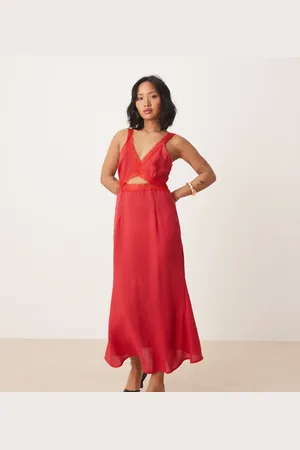 Never Fully Dressed Petite Mimi linen cut-out midaxi dress in