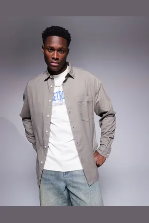 ASOS Boxy oversized oxford shirt in grey