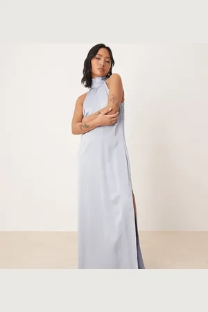 VILA Halterneck maxi dress with tie neck in pastel