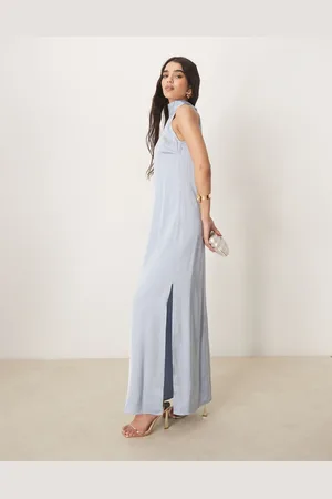 VILA Halterneck maxi dress with tie neck in pastel