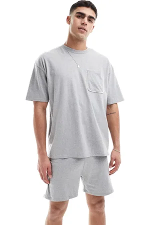 ASOS Pyjama set with white piping details in marl
