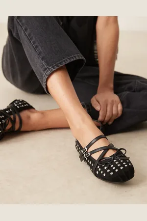 ASOS Laurel studded mary-jane ballets in suedette
