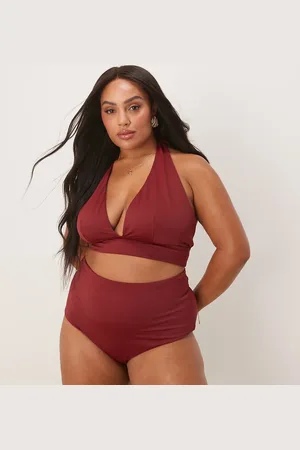 ASOS ASOS DESIGN Curve Maya mix and match high waist bikini bottom in burgundy