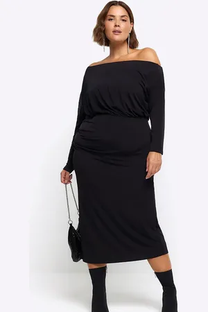 River Island Off the shoulder midi dress in