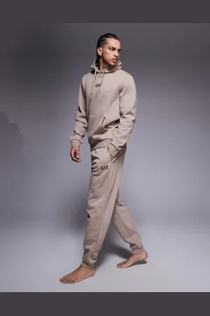 EA7 Armani logo cuffed joggers co-ord in beige