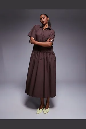 ASOS Trapeze maxi shirt dress in chocolate