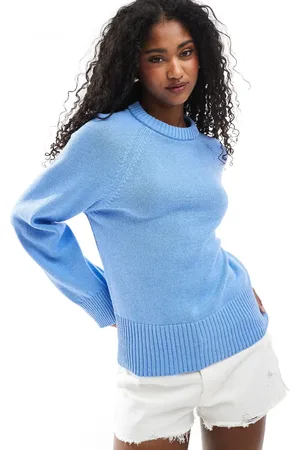 ASOS Knitted crew neck jumper with raglan sleeve in