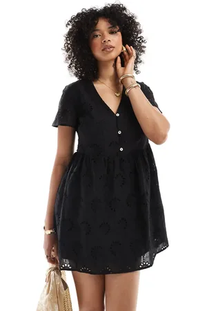 New Look Broderie smock mini dress in