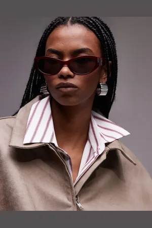 & OTHER STORIES Slim oval cat eye sunglasses in burgundy