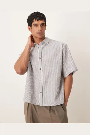 ASOS Boxy oversized seersucker shirt in stripe
