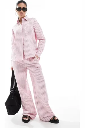 Threadbare Drawstring straight leg trousers co-ord in stripe