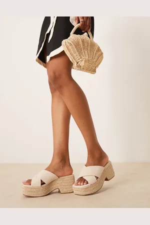 ASOS Toy cross strap wedges in natural fabrication