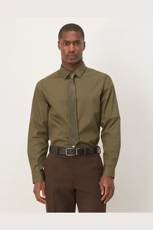 ASOS Formal easy iron poplin regular shirt in khaki