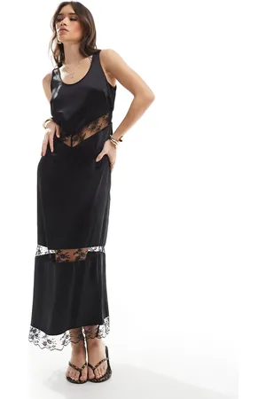 4th & Reckless Satin and lace sheer insert maxi dress in