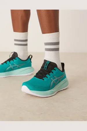 Asics Gel-Cumulus 27 running trainers in wave teal and illuminate mint