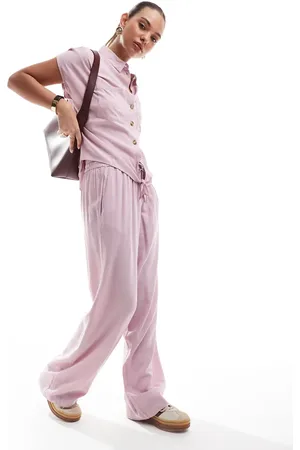 Pieces® Wide leg linen blend trousers co-ord in