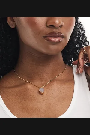 ASOS 14k plated necklace with real rose quartz detail