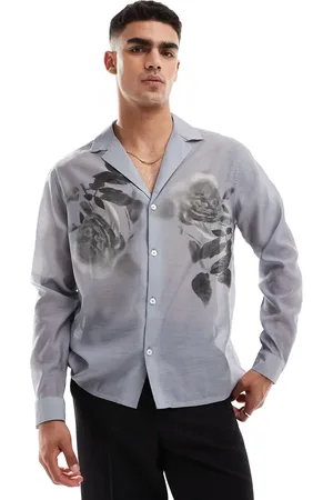 ASOS Deep revere shirt with floral placement print in