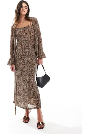 Never Fully Dressed Mesh midaxi dress co-ord in leopard print