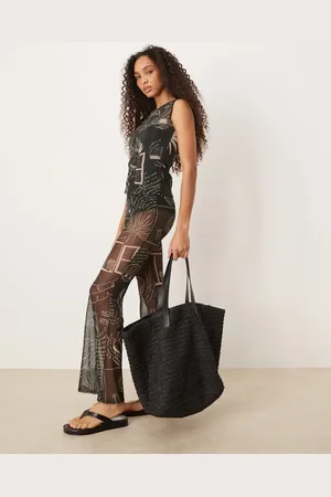 Never Fully Dressed Mesh flare trouser co-ord in palm print