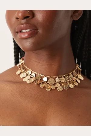 ASOS Multirow coin pendant necklace with ribbon detail in