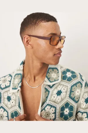 ASOS Flat brow sunglasses in with amber lens