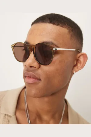 ASOS Round sunglasses in khaki with khaki lens