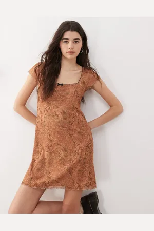 Reclaimed Babydoll mesh mini dress in paisley dress