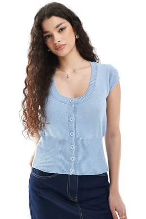 ASOS Knitted cinched cardigan with cap sleeve in light