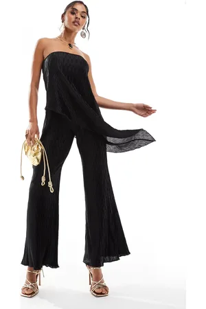 ASOS Plisse bandeau wide leg jumpsuit in