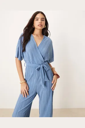 Y.A.S Plisse wrap front jumpsuit in