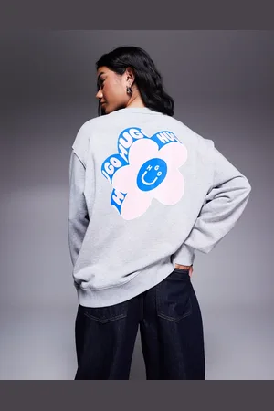 Hugo Blue Oversized flower print sweatshirt in