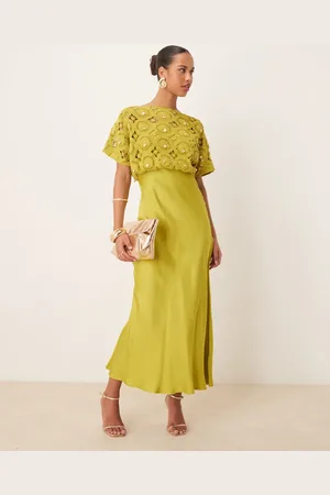 Never Fully Dressed Tilly shell embellished crochet maxi dress in olive