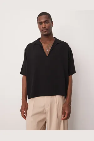 ASOS Boxy oversized shirt with deep v neck in