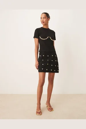 Never Fully Dressed Crochet shell wrap mini skirt co-ord in