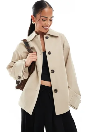 ONLY Boxy short trench coat in beige
