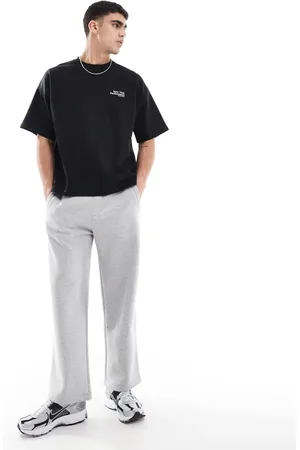 Pull&Bear Wide leg brushed jogger in light