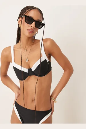 Abercrombie & Fitch Swim wide contrast binding bikini top co-ord in