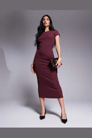 River Island Short sleeve midi dress in dark
