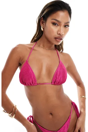 South Beach Shimmer crinkle triangle bikini top in
