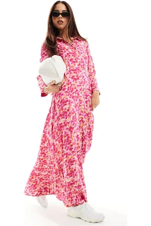 Y.A.S Maxi shirt dress in blurry spot print