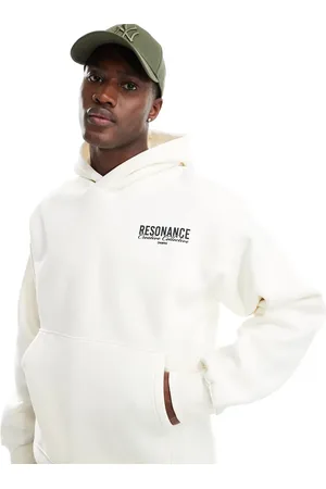 SELECTED Oversized hoodie in cream with text backprint