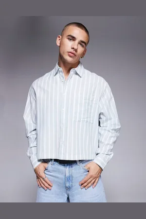 ASOS Boxy oversized shirt in white and stripe