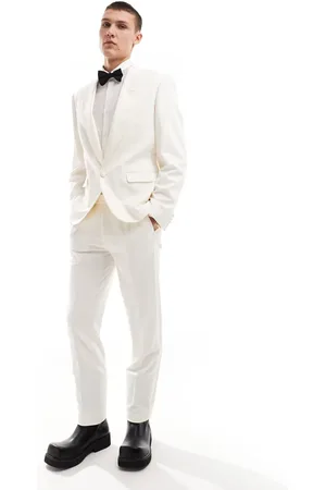 ASOS Slim tuxedo suit trouser in cream