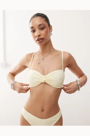Reclaimed Bralette bikini top with knot in cream