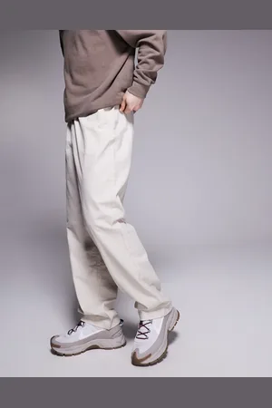 ASOS Baggy linen blend trousers in stone