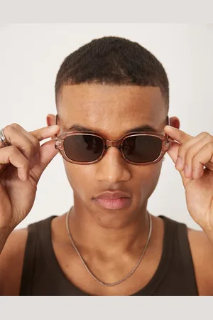 ASOS Square sunglasses with crystal frame and solid lens