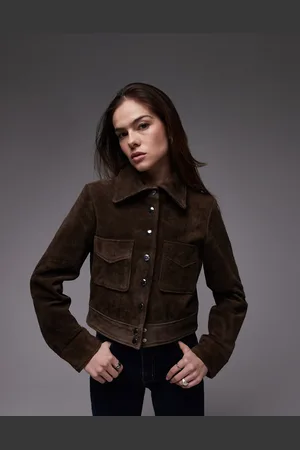 MANGO Suede jacket in tan