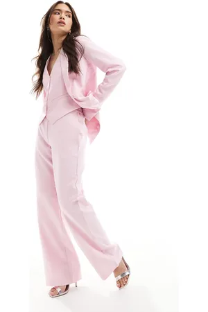 Pieces® Mix and match tailored wide leg trouser in roseate
